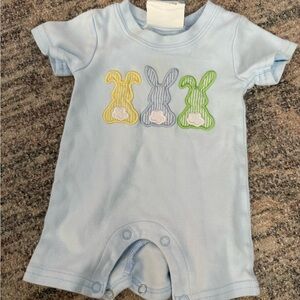Baby Blue Romper with Bunny Design